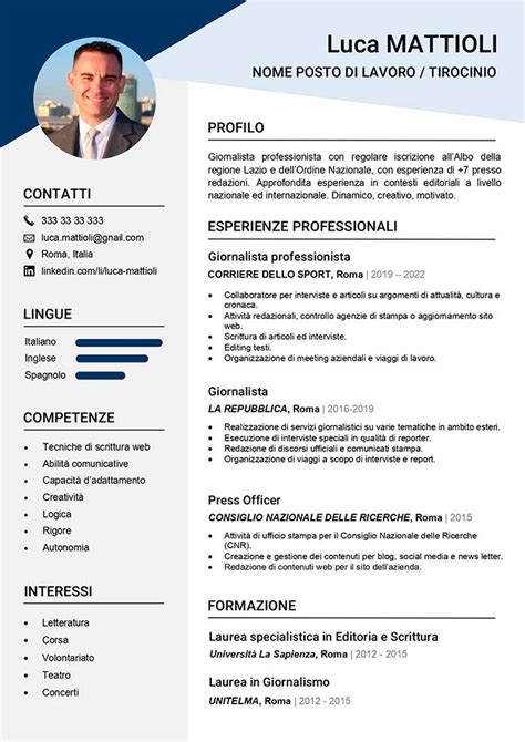 resume in italiano.
